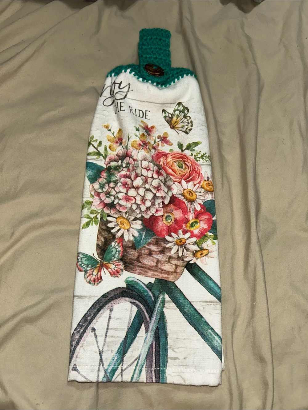 Floral Bicycle Hanging Kitchen Towel
